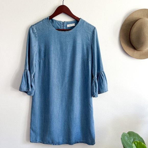 Zara denim dress ruffle sleeve - Picture 4 of 11